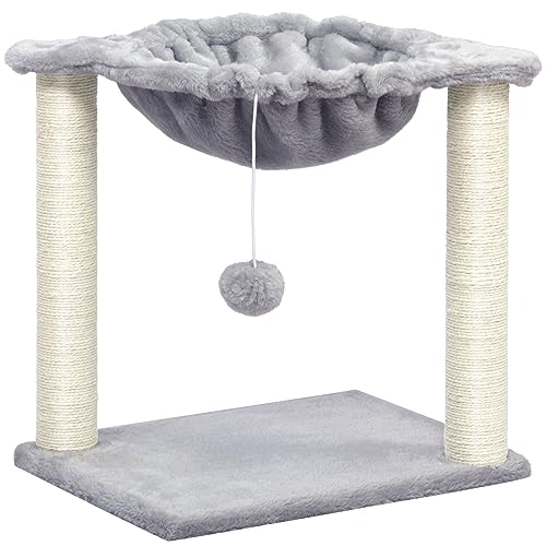 HOOBRO Cat Tree Tower for Indoor Cat, Small Cat Pet House Furniture for Kitten, 15.7 x 11.8 x 16.5 Inches, Plush Soft Hanging Basket Perch Hammock, with Sisal Cat Scratching Posts, Plush Toy LG08CT03