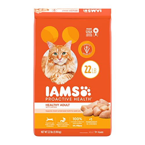 IAMS PROACTIVE HEALTH Adult Healthy Dry Cat Food with Chicken Cat Kibble, 22 lb. Bag