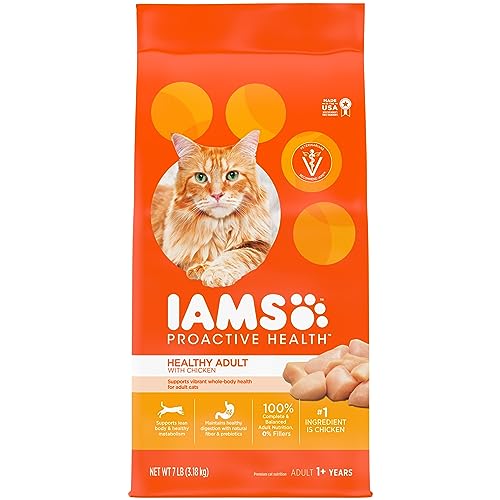 IAMS PROACTIVE HEALTH Adult Healthy Dry Cat Food with Chicken Cat Kibble, 7 lb. Bag