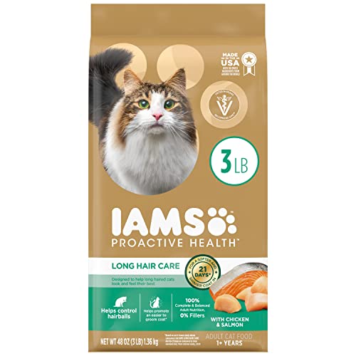 IAMS Proactive Health Long Hair Care Adult Dry Cat Food with Real Chicken, 3 lb. Bag