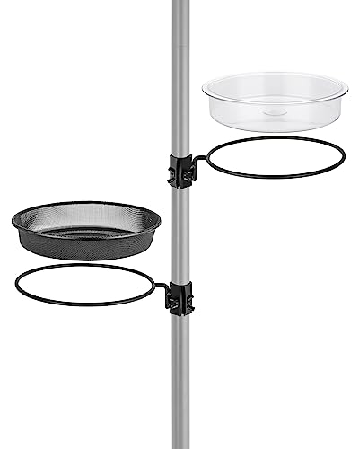 iBorn Bird Feeders Station Water Tray & Mesh Tray with Ring, Bird Feeding Bowl, Fit for 1” Pole Stand Station, for Humming Bird Feeders Outdoor Accessory, for Outside, 5SECOND to Install, 1 Set