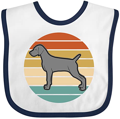 inktastic Weimaraner Dog Retro Sunset Baby Bib White and Navy 3def5