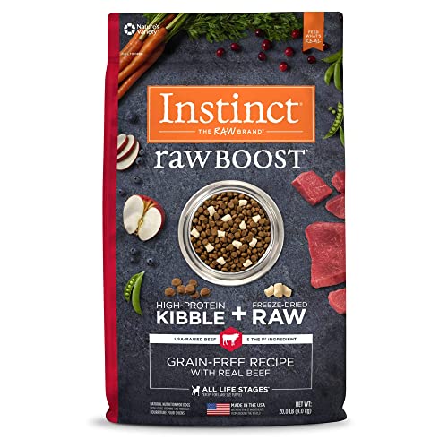 Instinct Raw Boost Grain Free Dry Dog Food, High Protein Real Beef Kibble + Freeze Dried Raw Dog Food, 20 lb. Bag