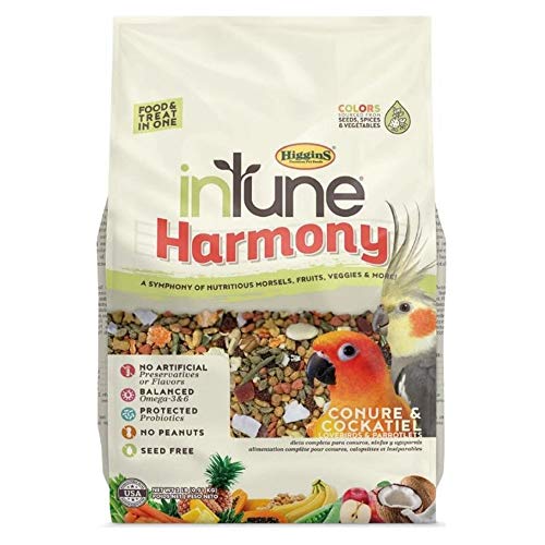 Intune Harmony Conure, Cockatiel, Lovebird and Parrot Food 2Lb, Multicolor (038219)