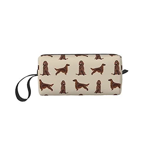 Irish Setter Simple Dog Breed Travel Cosmetic Bag Pen Pencil Case Portable Toiletry Brush Storage, Multi-Function Makeup Carry Case with Zipper