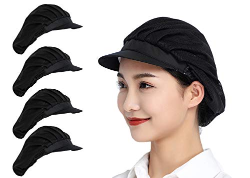 Jaspfct 4pcs Chef Hat Food Service Kitchen Catering Work Caps for Women HT003B4