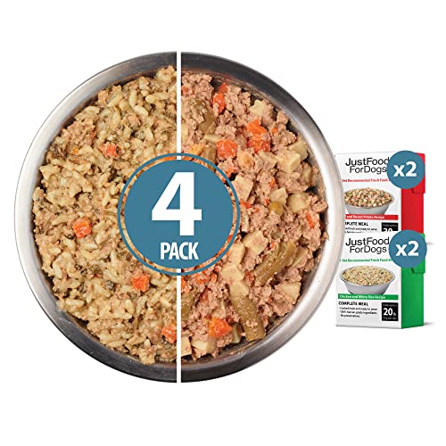 JustFoodForDogs Fresh Dog Food Topper Variety Pack, Beef & Chicken Recipes - 12.5 oz (Pack of 4)