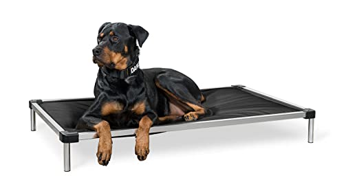 K9 Ballistics Chew Proof Armored Elevated Padded Dog Crate Bed Dog Bed, Chew Resistant Indestructible Dog Cot, Large, Medium, Small Sizes for Dogs Who Chew Their Beds Obsidian Black