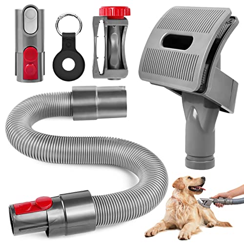 KEEPOW Pet Grooming Kit Compatible with Dyson Vacuum V7 V8 V10 V11 V15 - Pet Dog Brush Hair Vacuum Attachment with Extension Hose, Trigger Lock & Adapter - Ideal for Long/Medium Haired Dogs