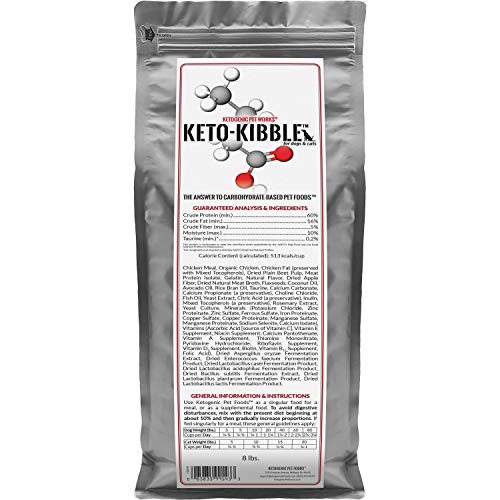 Ketogenic Pet Foods - Keto-Kibble – High Protein, Low Carb, Starch Free, Grain Free Dog & Cat Food - 8 lb