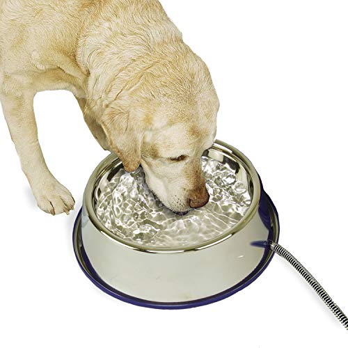 K&H Pet Products Thermal-Bowl Outdoor Heated Cat & Dog Water Bowl Stainless Steel 102 Ounces