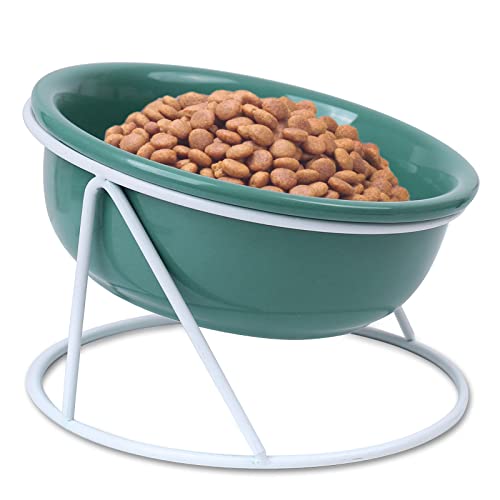 KJEC 6" Tilted Cat Bowls Elevated Raised for Feeding and Water - Ideal for Cats and Dogs, Cute and Ceramic Design to Reduce Whisker Fatigue and Prevention of Vomiting Cat Food Bowl