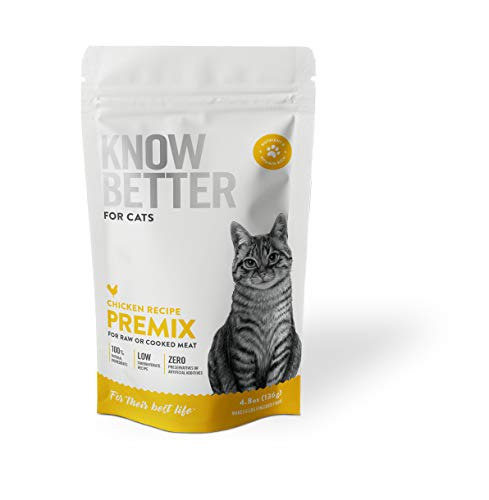 Know Better for Cats - Chicken Recipe, RAW or Cooked Cat Food Premix/Supplement for Making Homemade Cat Food, All Natural, Holistic Veterinarian Approved, Grain Free, No Artificial Additives