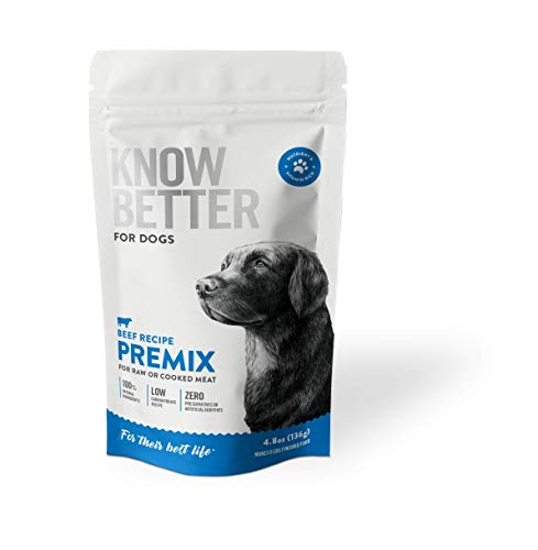 Know Better for Dogs - Beef Recipe, RAW or Cooked Dog Food Premix/Supplement for Making Homemade Dog Food, All Natural, Holistic Veterinarian Approved, Grain Free, No Artificial Additives