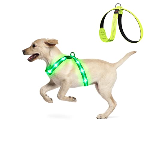 KOSKILL Light Up Dog Harness, Led Dog Harness Rechargeable, Lighted Dog Harness Glow in The Dark, LED Dog Vest Reflective, Light Up Harness for Dogs, Dog Lights for Night Walking