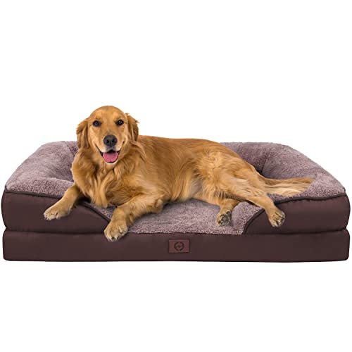 Large Orthopedic Dog Bed for Large and Extra Large Dogs Up to 100lbs - Orthopedic Egg-Crate Foam with Removable Washable Cover - Water-Resistant Pet Bed