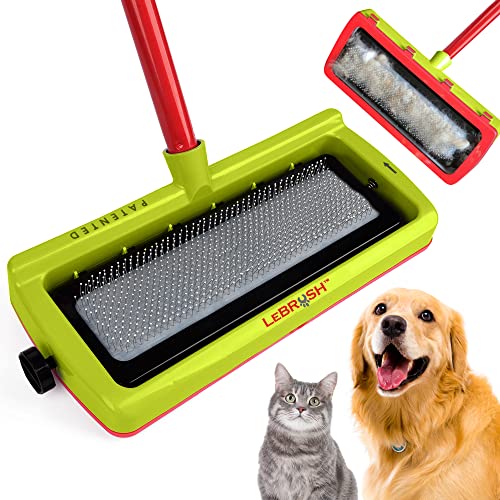 LeBRUSH 2.0 Pet Hair Remover for Carpet for Short & Long Cat, Dog Hair | Remover for Carpet & Couch, Carpet Rake, Pet Hair Removal Tool, Carpet Broom, Pet Hair Rake, Dog Fur Remover Green