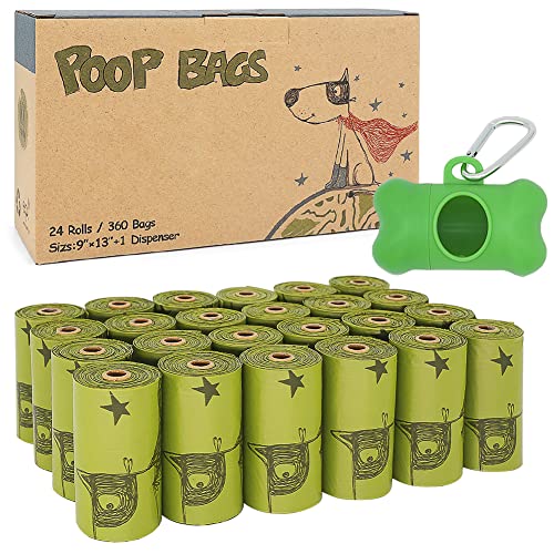 Ley's Dog Poop Bags 360 Count, Biodegradable Poop bags Extra Thick Strong, Eco-Friendly Dog Waste Bag, Doggie Bag Refill Rolls