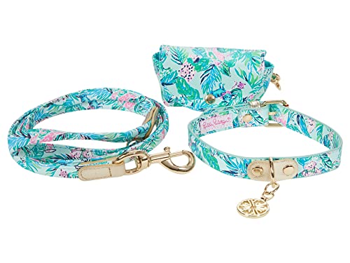 Lilly Pulitzer Leash and Collar with Pouch Barking Up The Palm Tree One Size