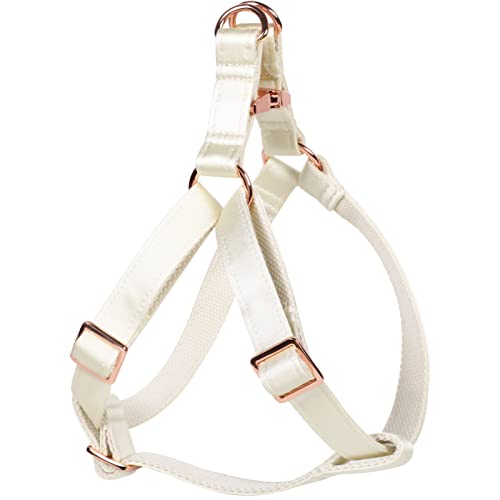 Lionet Paws Dog Harness, No-Pull Adjustable Silk Nylon Webbing Pet Harness with Metal Buckle for Small Dogs Easy Walking, White, XS