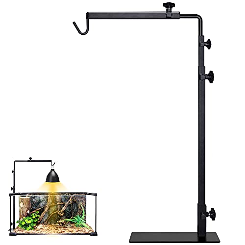 LISINAN Adjustable Reptile Terrarium Heat Lamp Stand,Metal Reptile Lamp Holder Bracket with Turtle Tank Light Fixture Accessories,Used for Lizards Snakes Amphibians Tortoise Habitat(M, 11.81"x25.19")