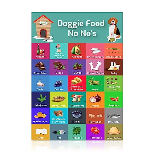 List of 30 Toxic Foods for Dogs | Easy to Read Safety Dog Food Kitchen Magnet | Essential Dog & Puppy Supplies | Harmful Foods for Dogs | Colorful List of Top Poisonous Foods for Dogs, 5'' x 7''