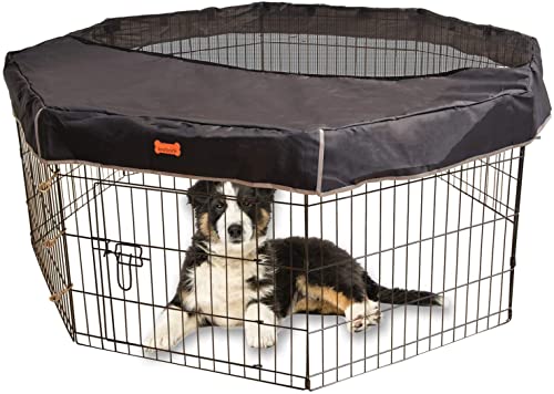 LOOBANI Pet Playpen Mesh Fabric Top Cover, Dog Playpen Cover Provide Shaded Areas for Pets, Cover for Dog Playpen for Indoor/Outdoor Use, Fits 24" Playpen 8-Panel (Note: Cover Only!!)