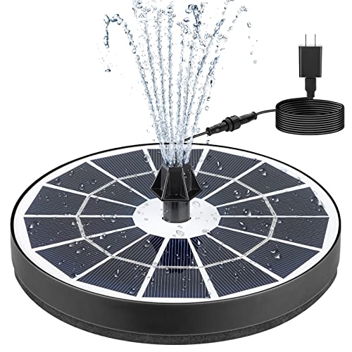 Mademax 3.5W Solar Bird Bath Fountains with 24-Hours Working, Solar and Plug-in Fountain Pump for Bird Bath with 4 Nozzles, Floating Solar Powered Water Fountain Pump for Bird Bath, Garden, Pond, Pool