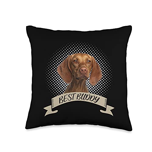 Magyar Vizsla Pointing Dog Portrait Design Short Haired Hungarian Magyar Vizsla Best Buddy Portrait Throw Pillow, 16x16, Multicolor