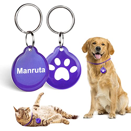 Manruta RFID Microchip Replacement Collar Tag 2 Pack for Cats and Dogs Use for Smart Auto Pet Door and Feeder 1.1 Inch Dia Waterproof (Blue)