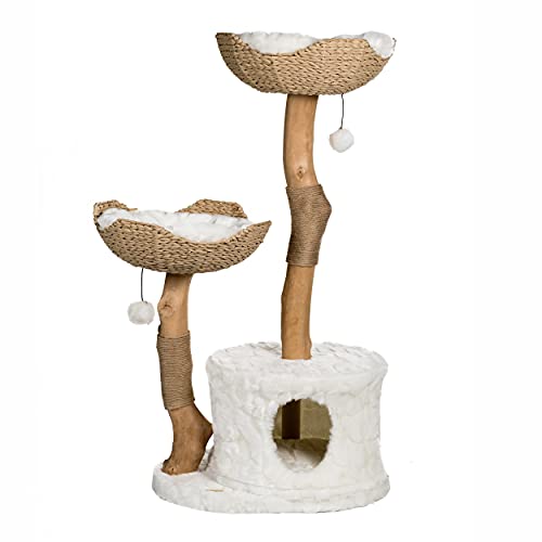 MAU Modern Cat Tree Tower for Large Cats, Real Branch Luxury Cat Condo, Wood Cat Scratching Tree, Cat Lover Gifts by Mau Lifestyle