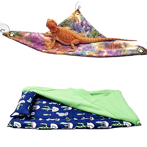 Mechpia Bearded Dragon Tank Accessories, Reptile Bedding Hammock Soft Fabric Warm Sleeping Pillow with Cover Substrate for Bearded Dragon Leopard Gecko Lizard