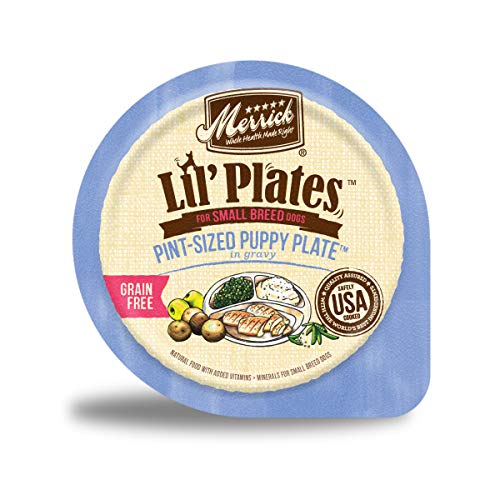 Merrick Lil' Plates Puppy Food, Grain Free Pint-Sized Puppy Plate Recipe, Small Dog Food, Wet Dog Food - (12) 3.5 oz. Tubs