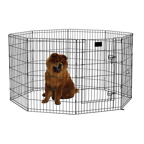 MidWest Homes for Pets Foldable Metal Dog Exercise Pen / Pet Playpen. Black w/ door, 24'W x 36'H