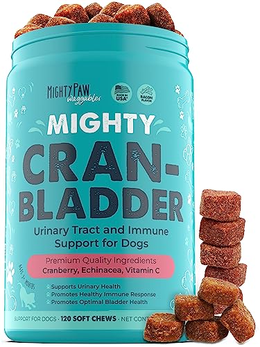 Mighty Paw Waggables Cran-Bladder (Made in The USA) | Cranberry Supplement for Dogs, Cranberry Chews for Urinary Tract Health. Kidney, & Bladder Support. Antioxidant Immune Health (120 Count)