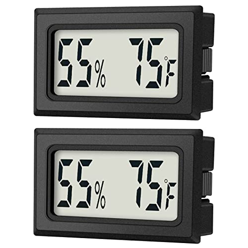 Mini Digital Thermometer 2-Pack Hygrometer Indoor Humidity Monitor Temperature Humidity Gauge Meter with Fahrenheit (℉) for Humidors, Greenhouse, Garden, Cellar, Closet, Fridge Etc by DWEPTU