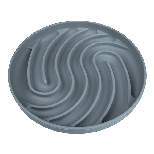 MOOGROU Slow Feeder Dog Bowls,Silicone Dog Puzzle Feeder/Dog Food Dishes Slow Down Eating for Puppy Small Medium Large Breed Pets, Maze Dog Food Bowl with Strong Suction Cups for Fast Eater Gray S