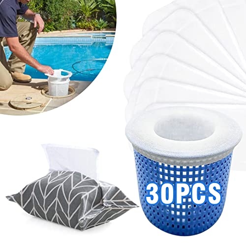 MPINOI 30PCS Pool Skimmer Filter Socks for Above Ground and Inground Pool Skimmer Basket, Pool nets for Cleaning, Ultra Fine Mesh Screen Socks for Pool Skimmer Basket with a Bag for Storage