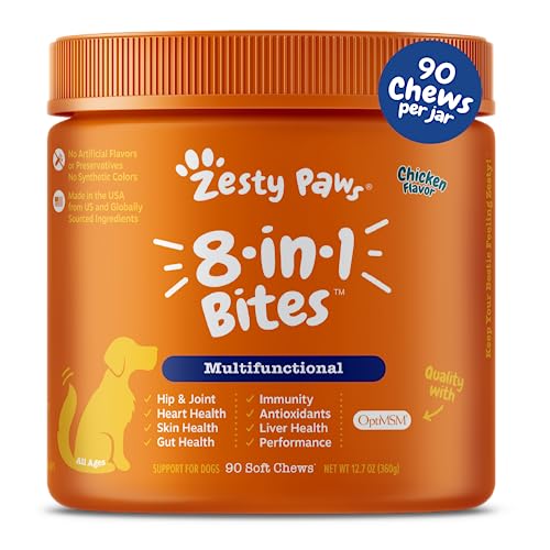 Multifunctional Supplements for Dogs - Glucosamine Chondroitin for Joint Support with Probiotics for Gut & Immune Health – Omega Fish Oil with Antioxidants and Vitamins for Skin & Heart Health