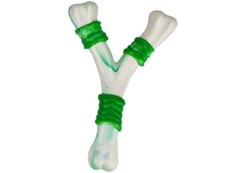 Multipet Nylon Wish Bone Peppermint Scented, Chew Dog Toy, 8 Inches (Green)