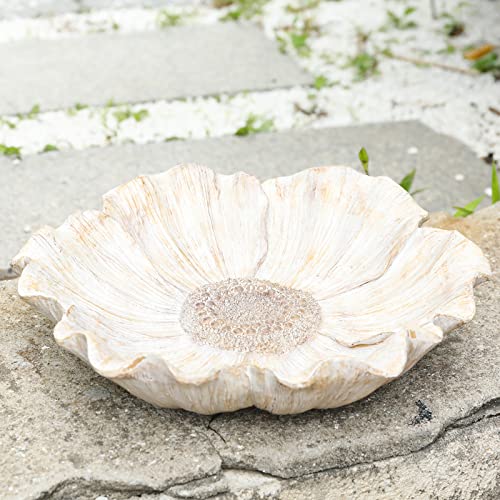 MUMTOP Bird Baths for Outdoors, Antique Outdoor Garden Bird Bath Resin Flower Birdbath Bowl for Outside Yard Table Decor