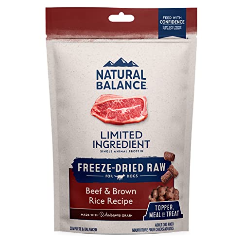 Natural Balance Freeze Dried Raw Dog Food, Limited Ingredient Adult Formula with Healthy Grains, Great as Topper, Treat, or Meal, Beef & Brown Rice Recipe, 13 Ounce (Pack of 1)