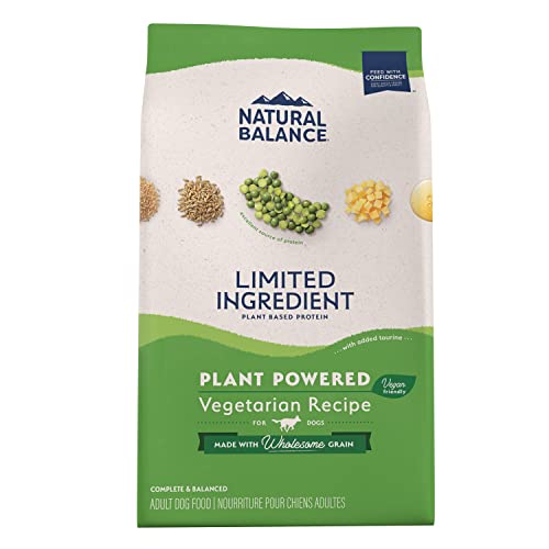 Natural Balance Limited Ingredient Adult Dry Dog Food with Vegan Plant Based Protein and Healthy Grains, Vegetarian Recipe, 4 Pound (Pack of 1)