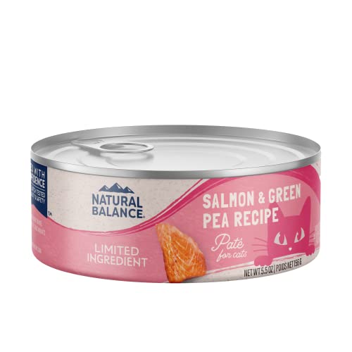 Natural Balance Limited Ingredient Adult Grain-Free Wet Canned Cat Food, Salmon & Green Pea Recipe, 5.5 Ounce (Pack of 24)