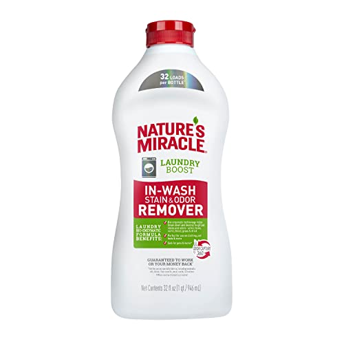 Nature's Miracle Boost In-Wash Stain Remover, 32 Oz, Laundry Stain and Odor Removing Additive For All Machines