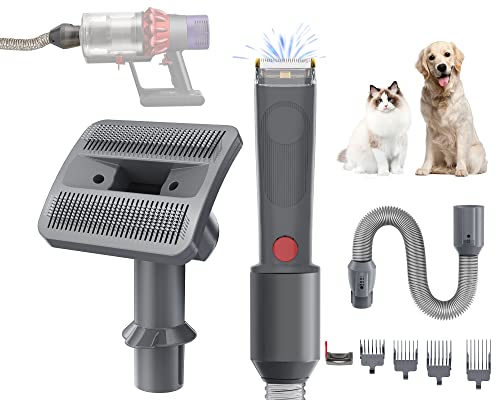 Nekuma Pet Grooming Vacuum Attachment Compatible with Dyson, Grooming Clippers & Grooming Brush Compatible with Dyson V10 V11 Animal Absolute Motorhead, Pet Grooming Tools Kit for Dogs Cats Shedding