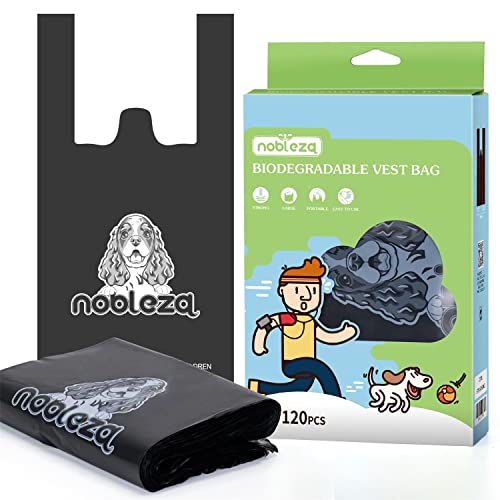 Nobleza Dog Poop Bags with Handles, 120 Extra Thick and Strong Pet Waste Bags, Completely Leak-Proof Biodegradable Poop Bags for Dogs - Large Size 13.4 x 7.1 Inches