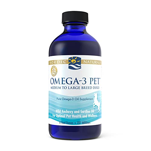 Nordic Naturals Omega-3 Pet, Unflavored - 8 oz - 1518 mg Omega-3 Per Teaspoon - Fish Oil for Medium to Large Dogs with EPA & DHA - Promotes Heart, Skin, Coat, Joint, & Immune Health