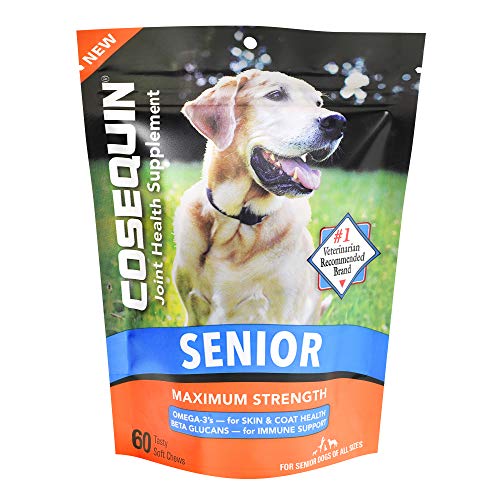 Nutramax Cosequin Senior Joint Health Supplement for Senior Dogs - With Glucosamine, Chondroitin, Omega-3 for Skin and Coat Health and Beta Glucans for Immune Support, 60 Soft Chews