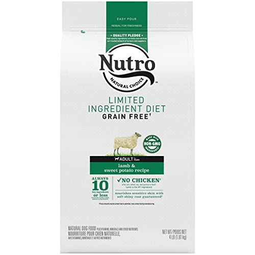 NUTRO Limited Ingredient Diet Adult Dry Dog Food Lamb & Sweet Potato Dog Kibble, 4 lb. Bag